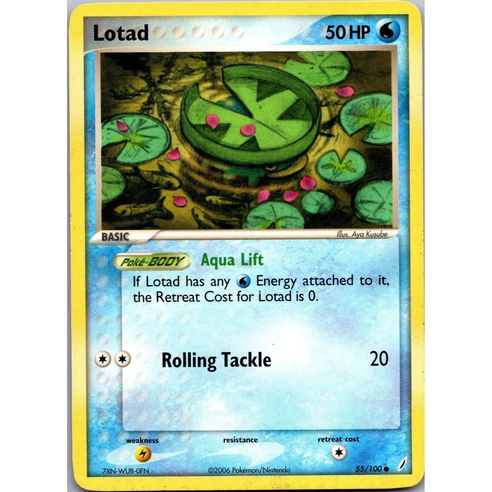 Pokemon Lotad 55/100 EX Crystal Guardians Common Water Card 2006 LP